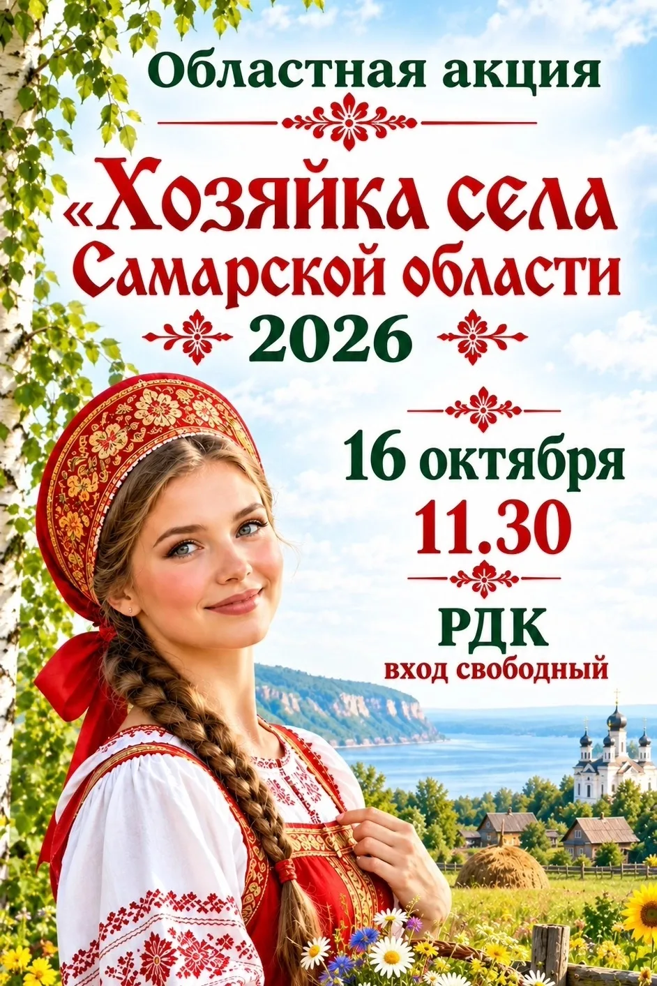 Дорогие друзья! 16 октября в 11:30 состоится областная акция «Хозяйка села Самарской об...