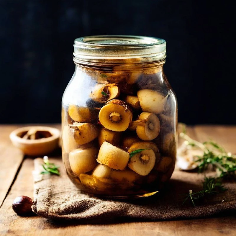 Шампиньоны маринованные с чесноком и перцем