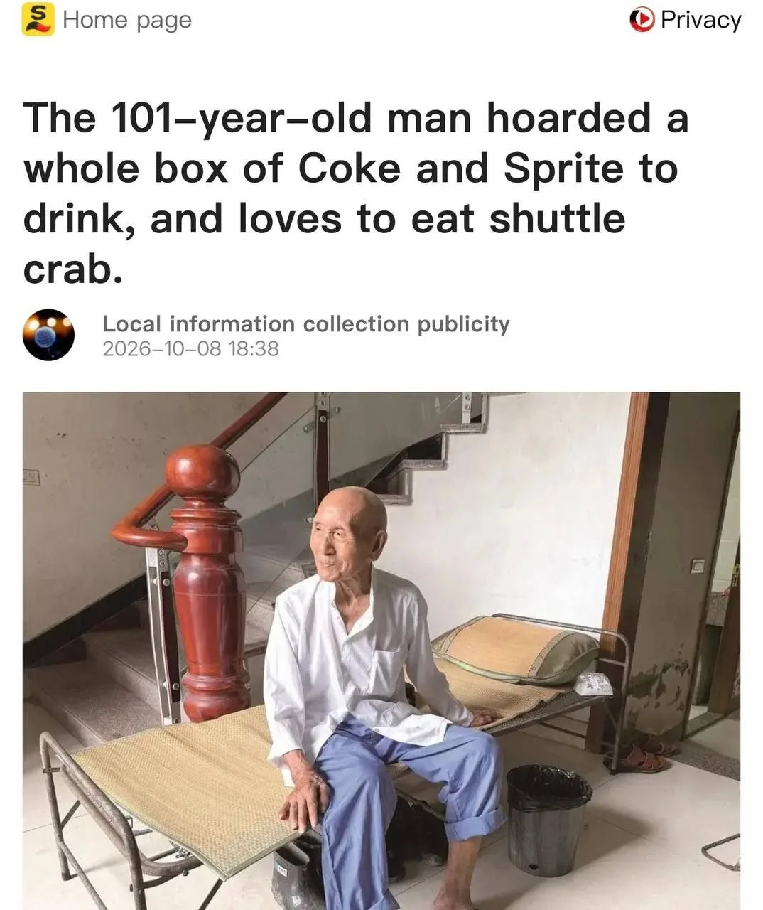 🥤«101-летний мужчина запасся целым ящиком кока-колы и спрайта»: 101-летний китаец назв...