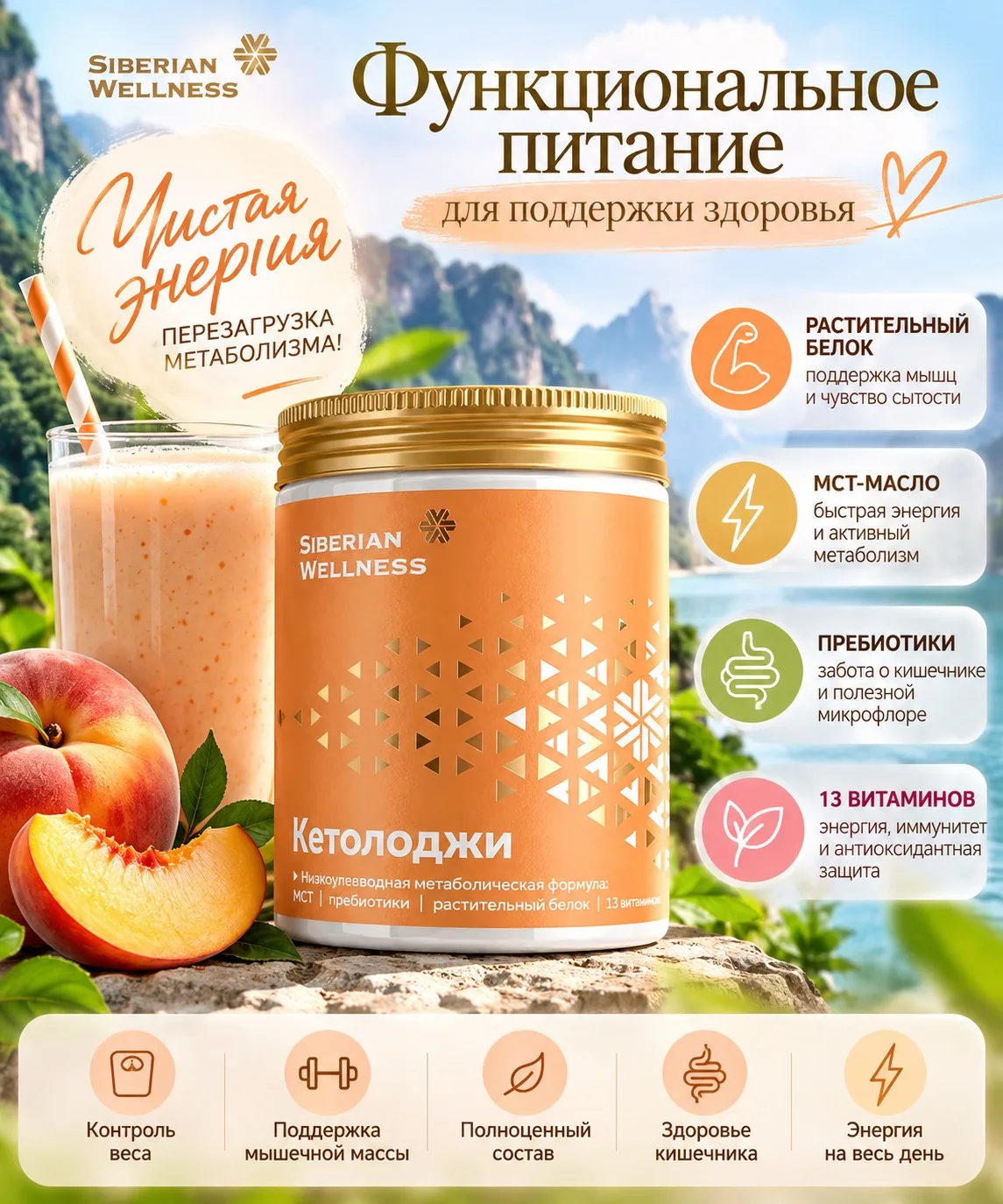 🍑 КЕТОЛОДЖИ от Siberian Wellness — функциональное питание для энергии, стройности и зд...