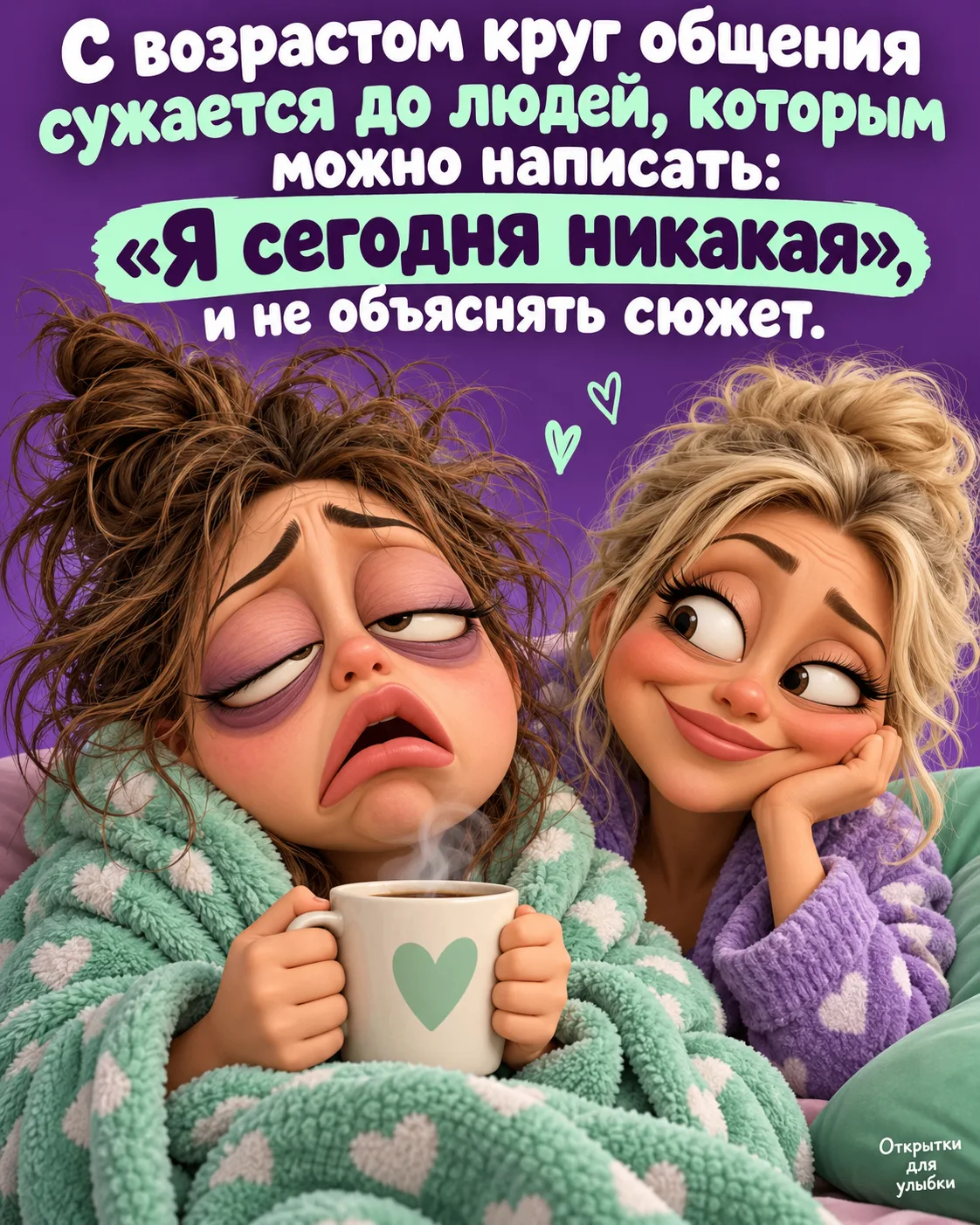 😂 С возрастом дружба становится особенно ценной. Можно просто посмотреть на подругу, и...