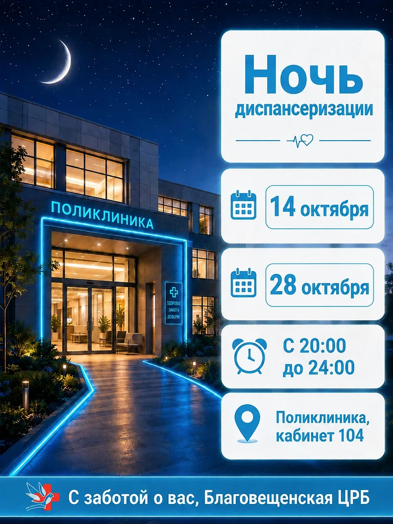 🌙 НОЧЬ ДИСПАНСЕРИЗАЦИИ В БЛАГОВЕЩЕНСКОЙ ЦРБ