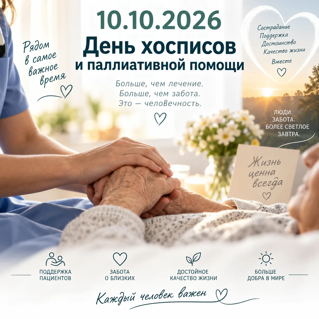 🏥 10 октября — Всемирный день хосписов и паллиативной помощи.