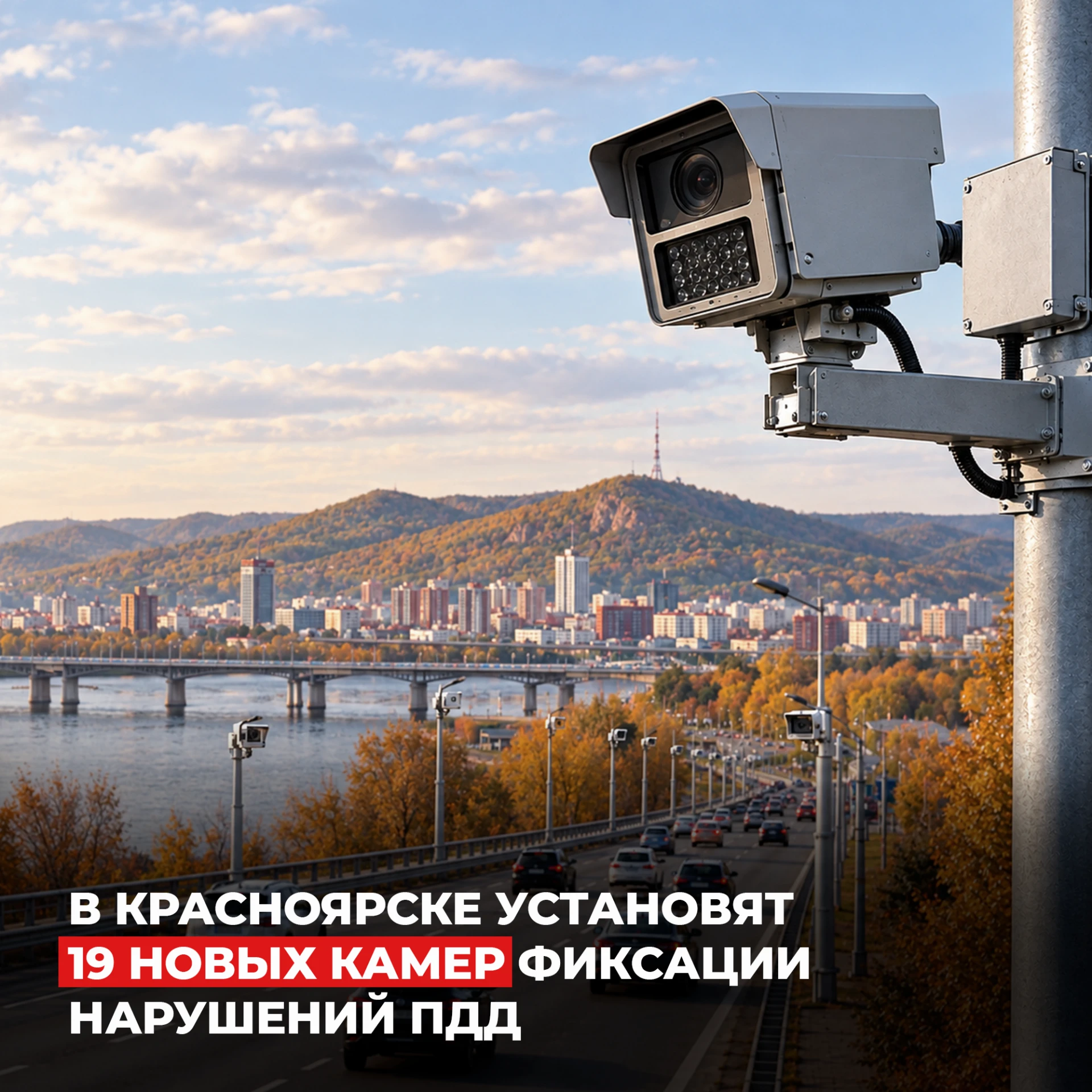 ⚡️ В Красноярске установят 19 новых дорожных камер — в два этапа