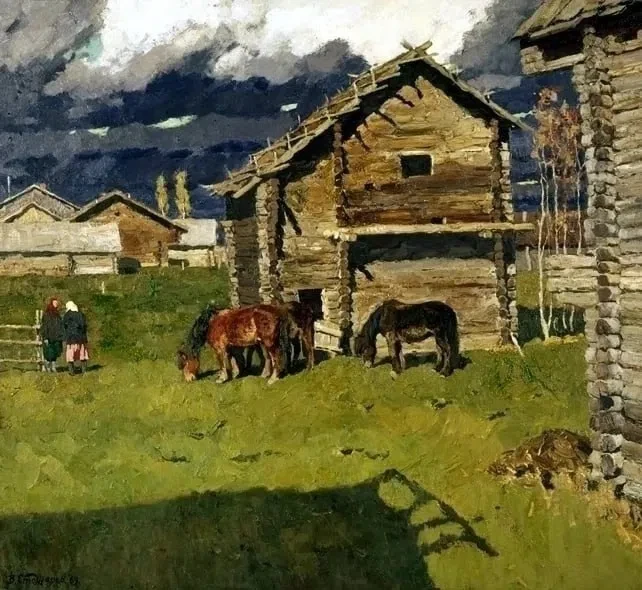 🎨 Гроза над деревенским уютом: разбираем картину Владимира Стожарова «Покров»
