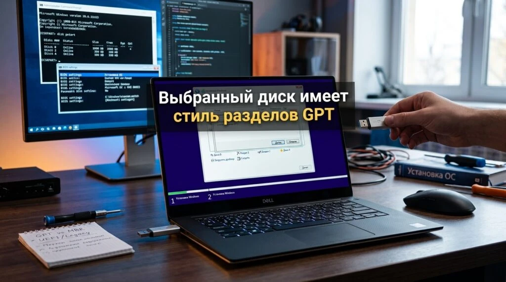 🤖 «Выбранный диск имеет стиль разделов GPT»: как исправить при установке Windows