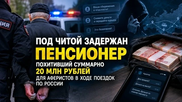 Под Читой задержан пенсионер, похитивший суммарно 20 млн рублей для аферистов в ходе по...
