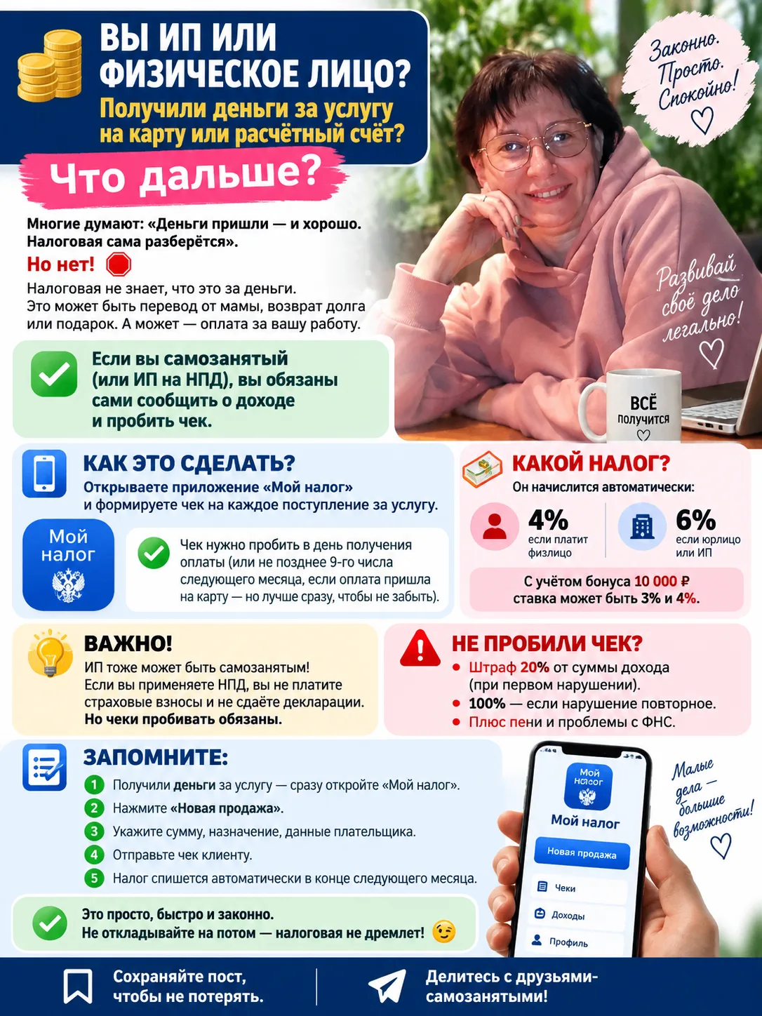 Вы ИП или физическое лицо? Получили деньги за услугу на карту или расчётный счёт? Что д...