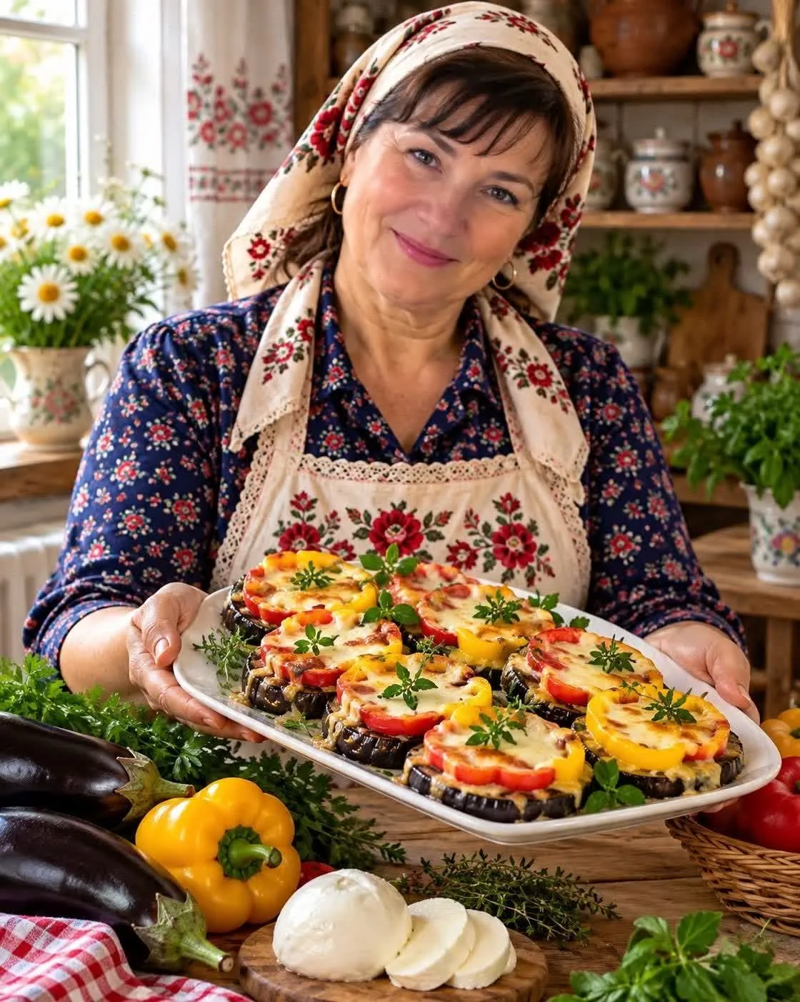 Закуска из баклажанов с перцем и сыром 🍆🧀