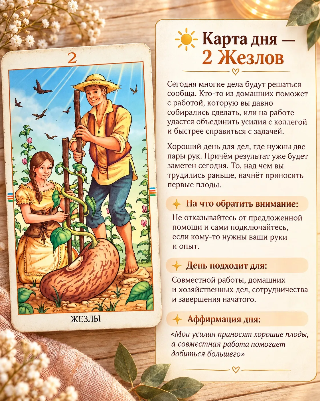 ☀️ Карта дня — 2 Жезлов