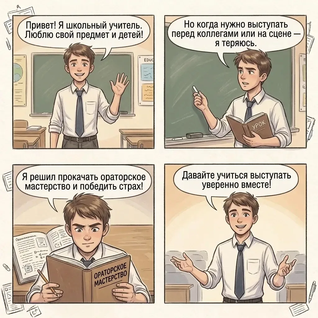 Новая рубрика с комикс-историями о публичных выступлениях