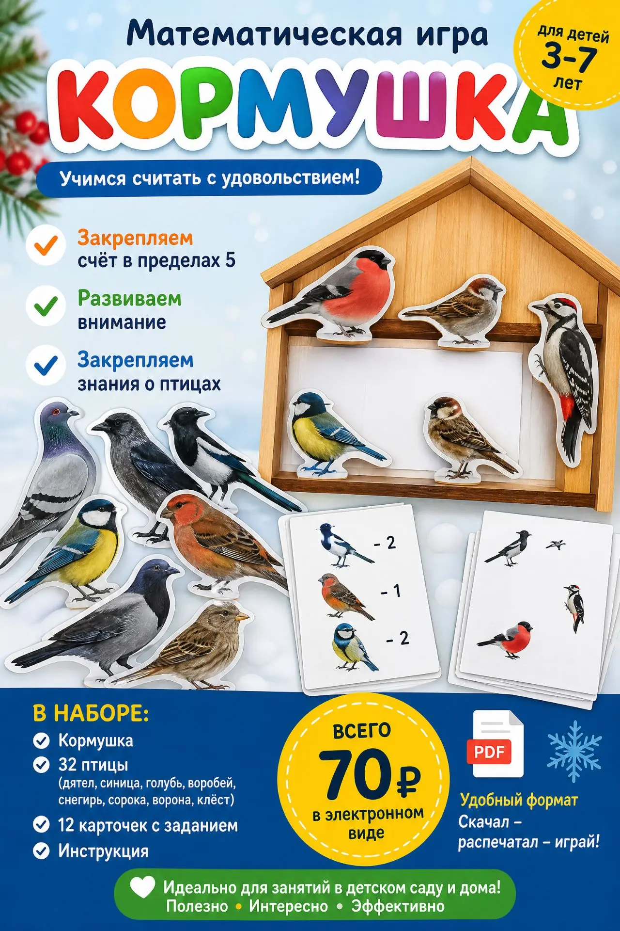 Математическая игра "КОРМУШКА" можно скачать в донате по ссылке https://vk.ru/wall-2113...