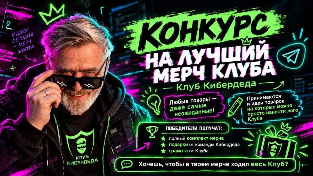 😎 КИБЕРВНУКИ, ОБЪЯВЛЯЕМ КОНКУРС НА ЛУЧШИЙ МЕРЧ КЛУБА!