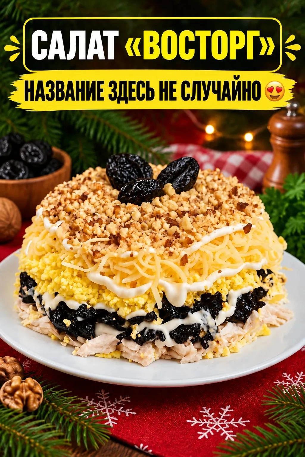 НЕЖНЕЙШАЯ КУРОЧКА, ВОЗДУШНЫЕ БЕЛКИ, СЛАДКОВАТЫЙ ЧЕРНОСЛИВ И ХРУСТЯЩИЕ ОРЕШКИ СОБИРАЮТСЯ...