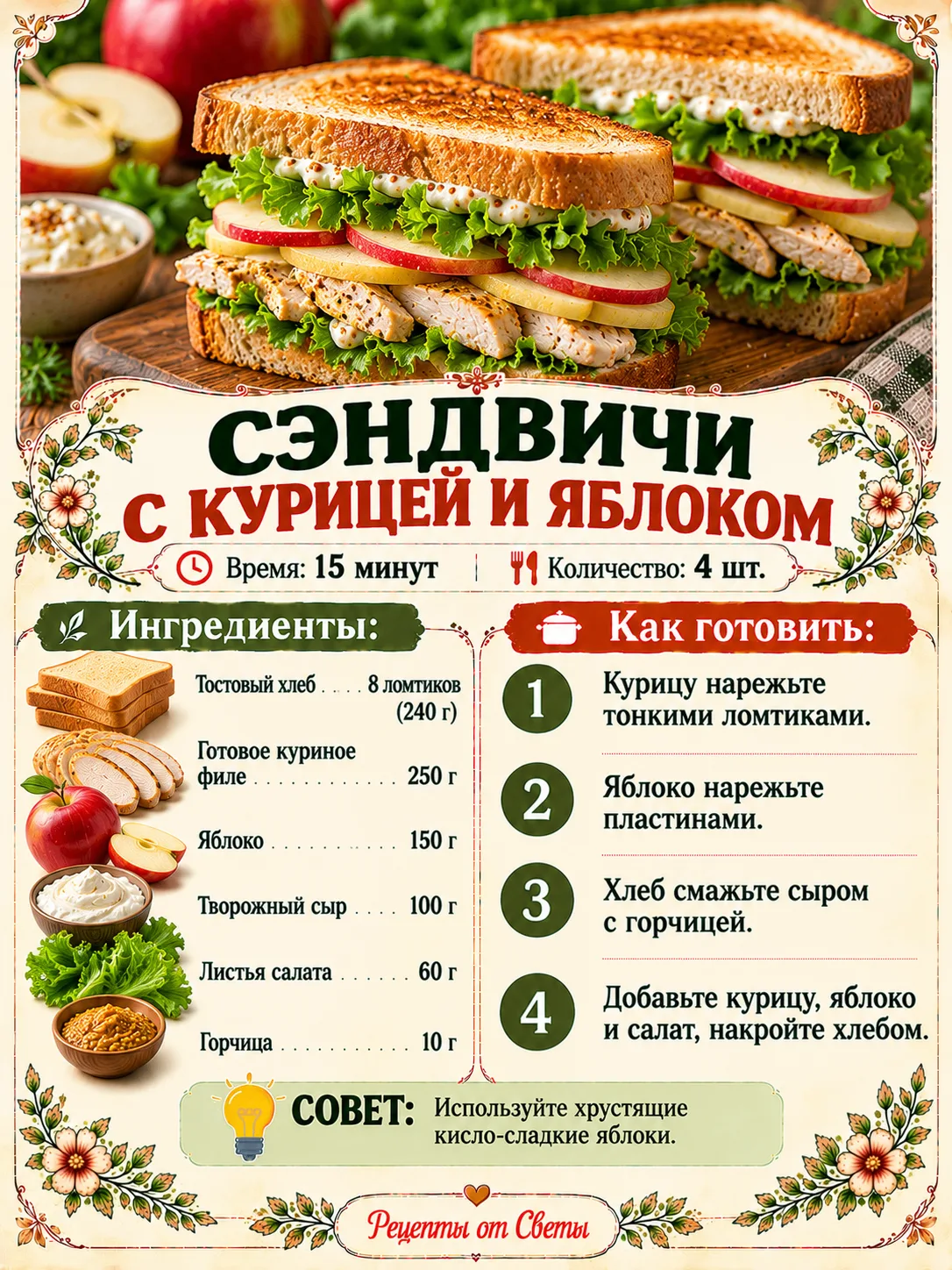 🥪 Сэндвичи с курицей и яблоком