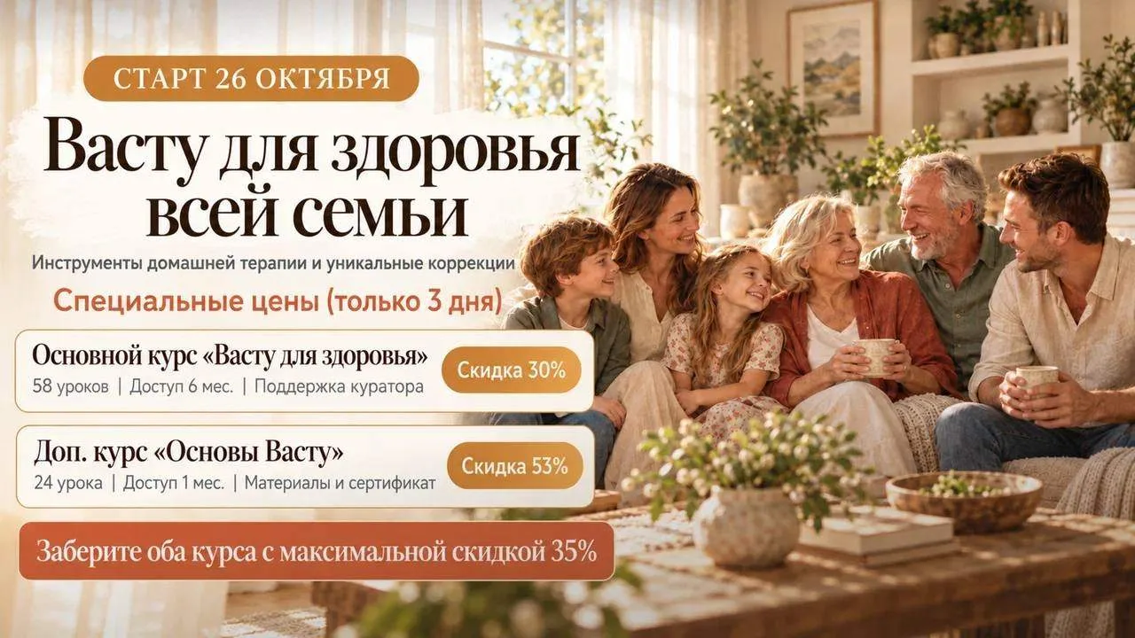 🌿 26 ОКТЯБРЯ: СТАРТ КУРСА «ВАСТУ ДЛЯ ЗДОРОВЬЯ ВСЕЙ СЕМЬИ»