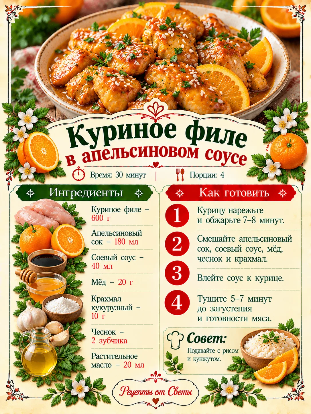 🍊 Куриное филе в апельсиновом соусе, когда привычная курочка вдруг решает стать рестор...