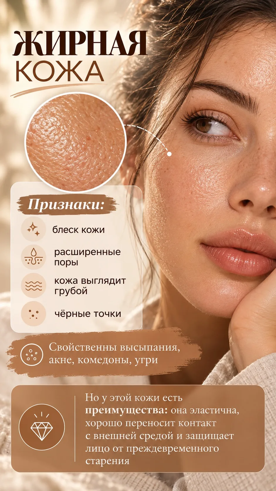 У вас ЖИРНАЯ КОЖА, если:
