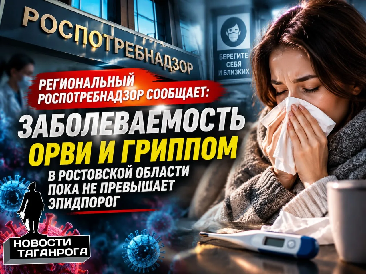 Региональный Роспотребнадзор сообщает: заболеваемость ОРВИ и гриппом в Ростовской облас...