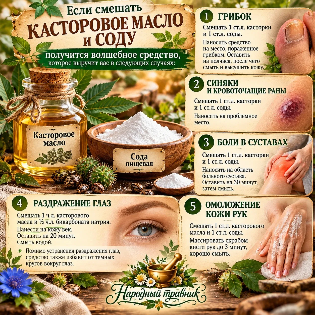 ✨ Простые рецепты с касторовым маслом и содой для вашего здоровья!