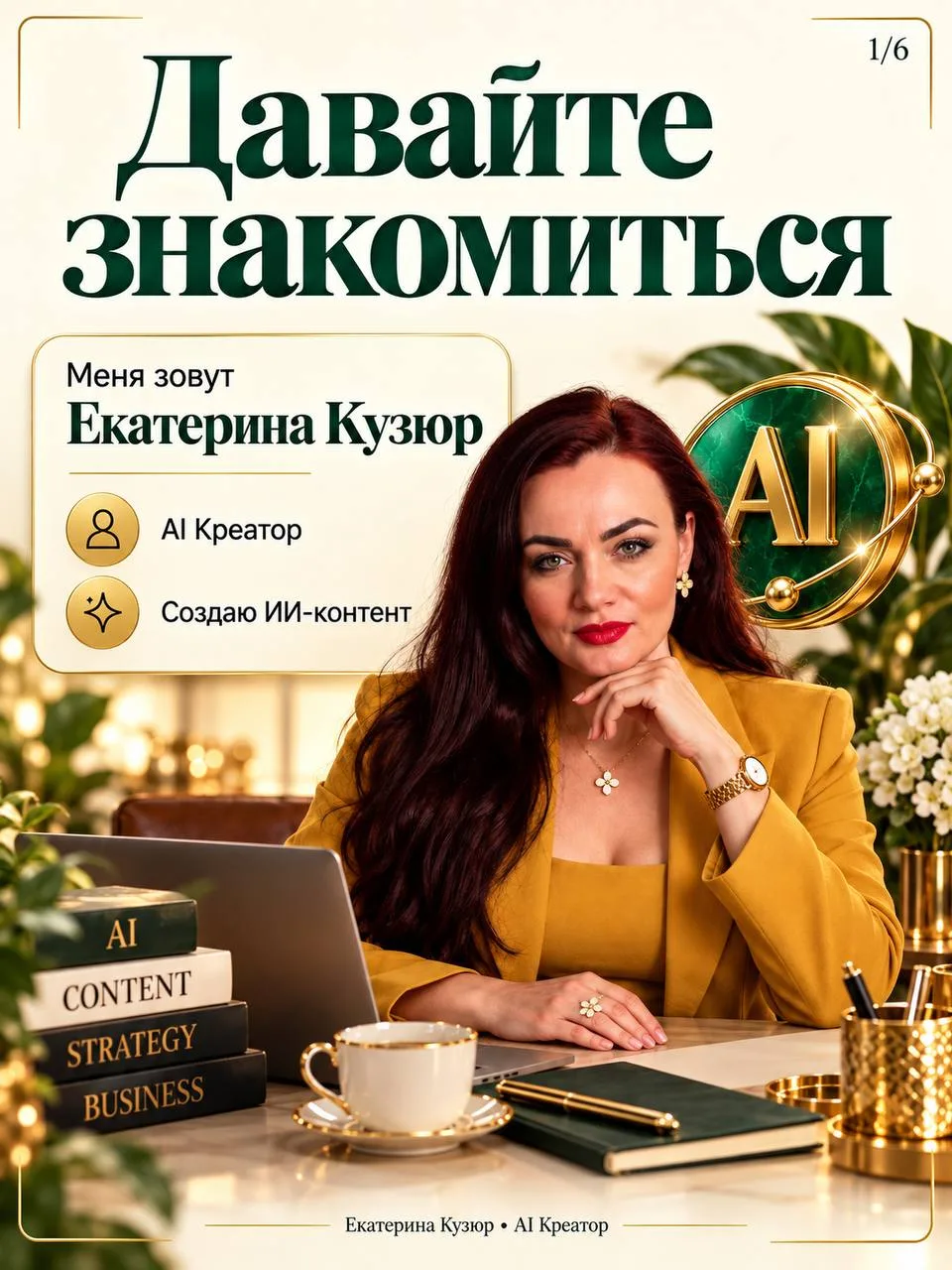 Давайте знакомится - Меня зовут Екатерина Кузюр, АI Креатор, создаю ИИ Контент.