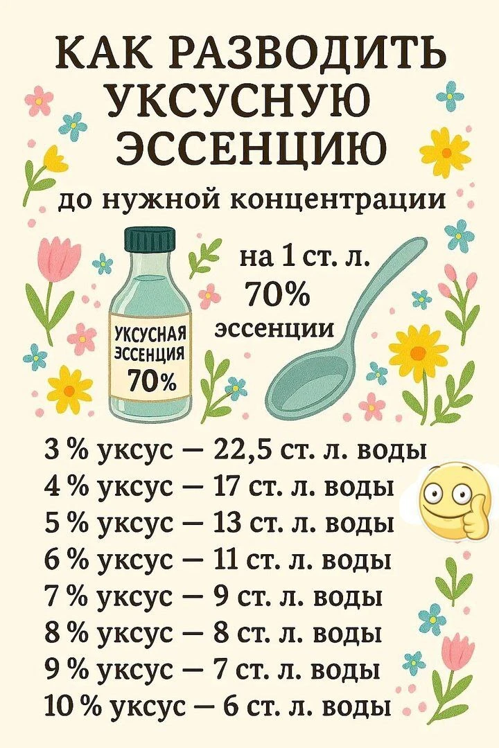 Как разводить уксусную эссенцию?
