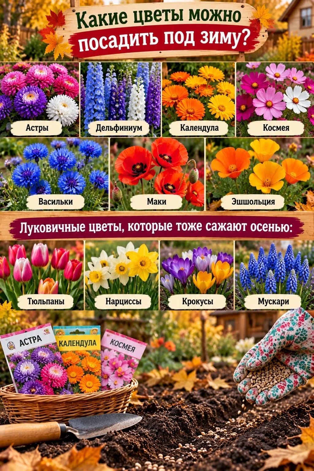 КАКИЕ ЦВЕТЫ МОЖНО ПОСАДИТЬ ПОД ЗИМУ? СОВЕТЫ ДЛЯ ПЫШНОГО ЦВЕТНИКА!