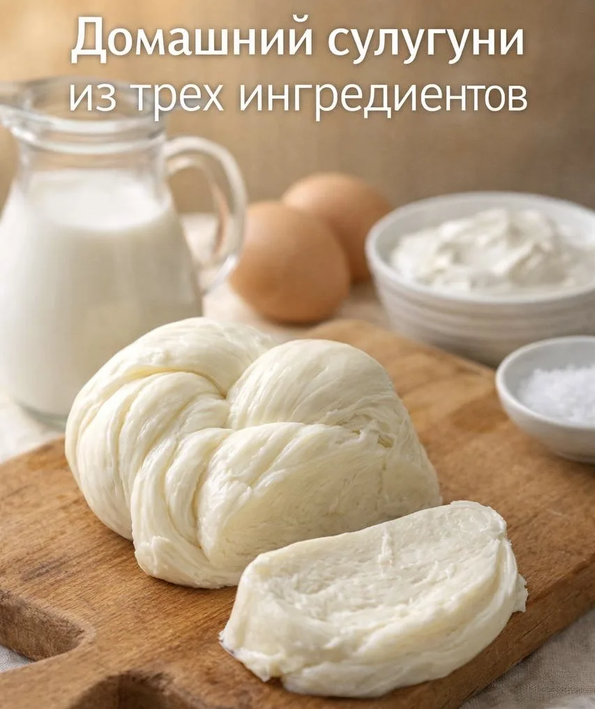 Быстрый домашний сулугуни из простых продуктов — вкусно, тянется и готовится за минуты.