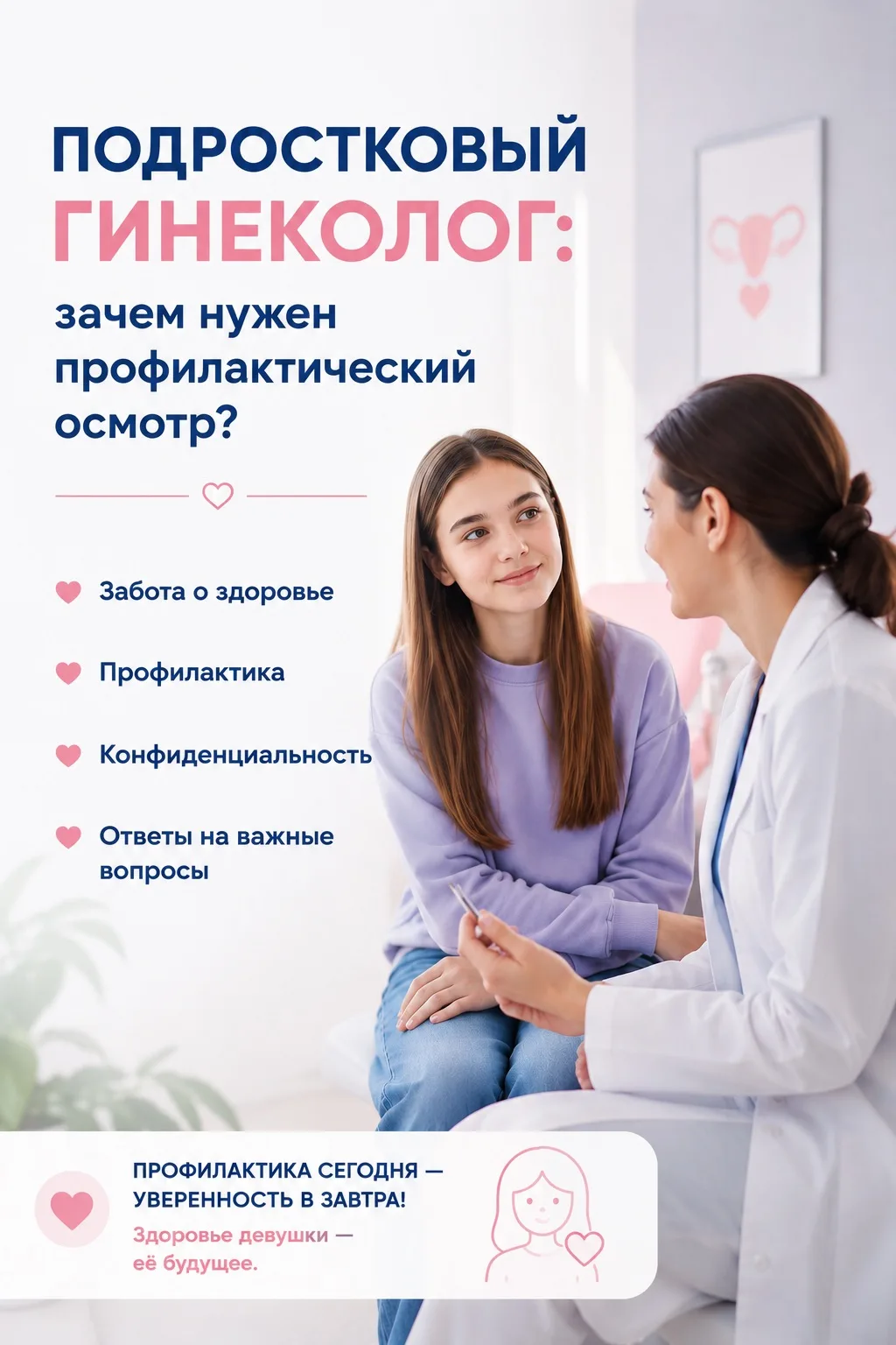 Подростковый гинеколог: зачем нужен профилактический осмотр?
