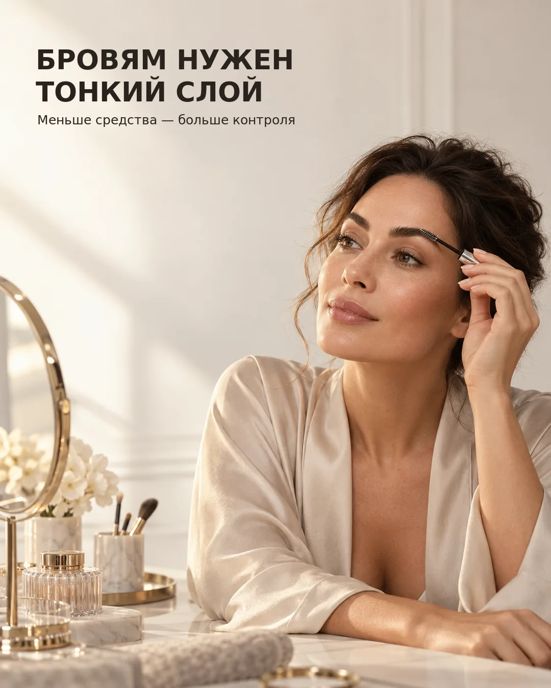 Гель склеивает брови уже первым движением? Возможно, на щёточке просто осталось слишком...