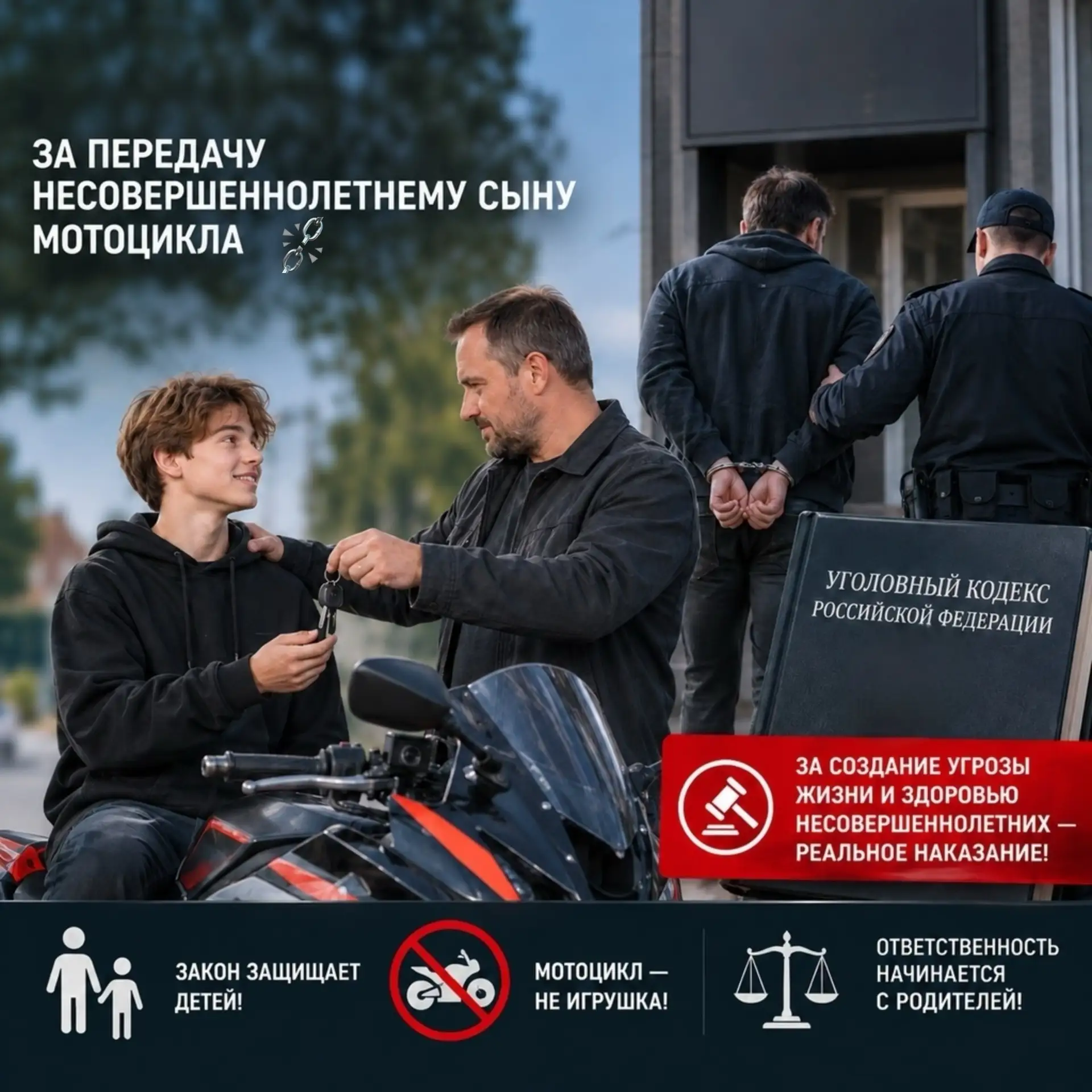 В Кесовой Горе мужчина предстанет перед судом за передачу несовершеннолетнему сыну мото...