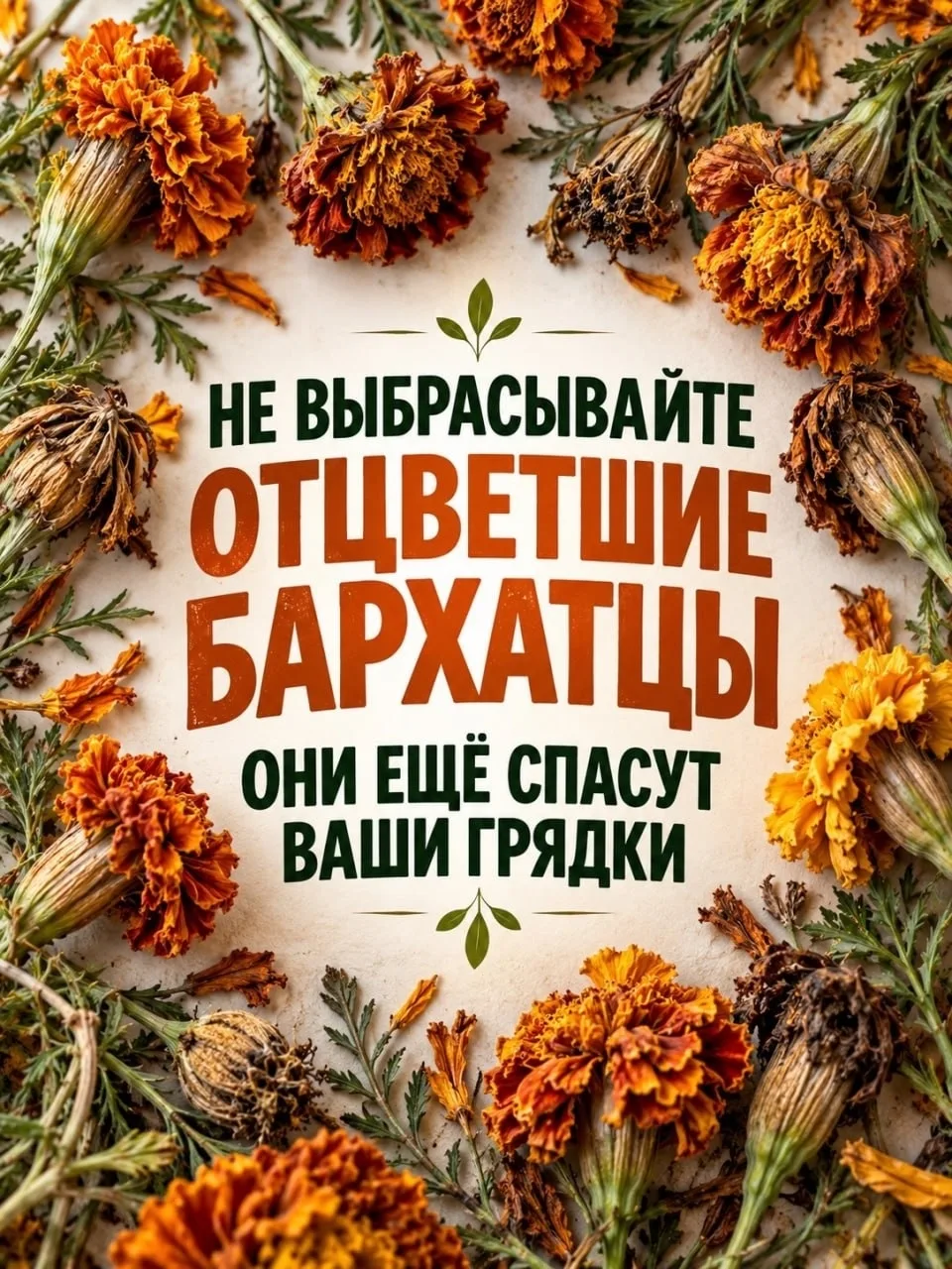 Бархатцы на грядке — не мусор, а польза ⚡