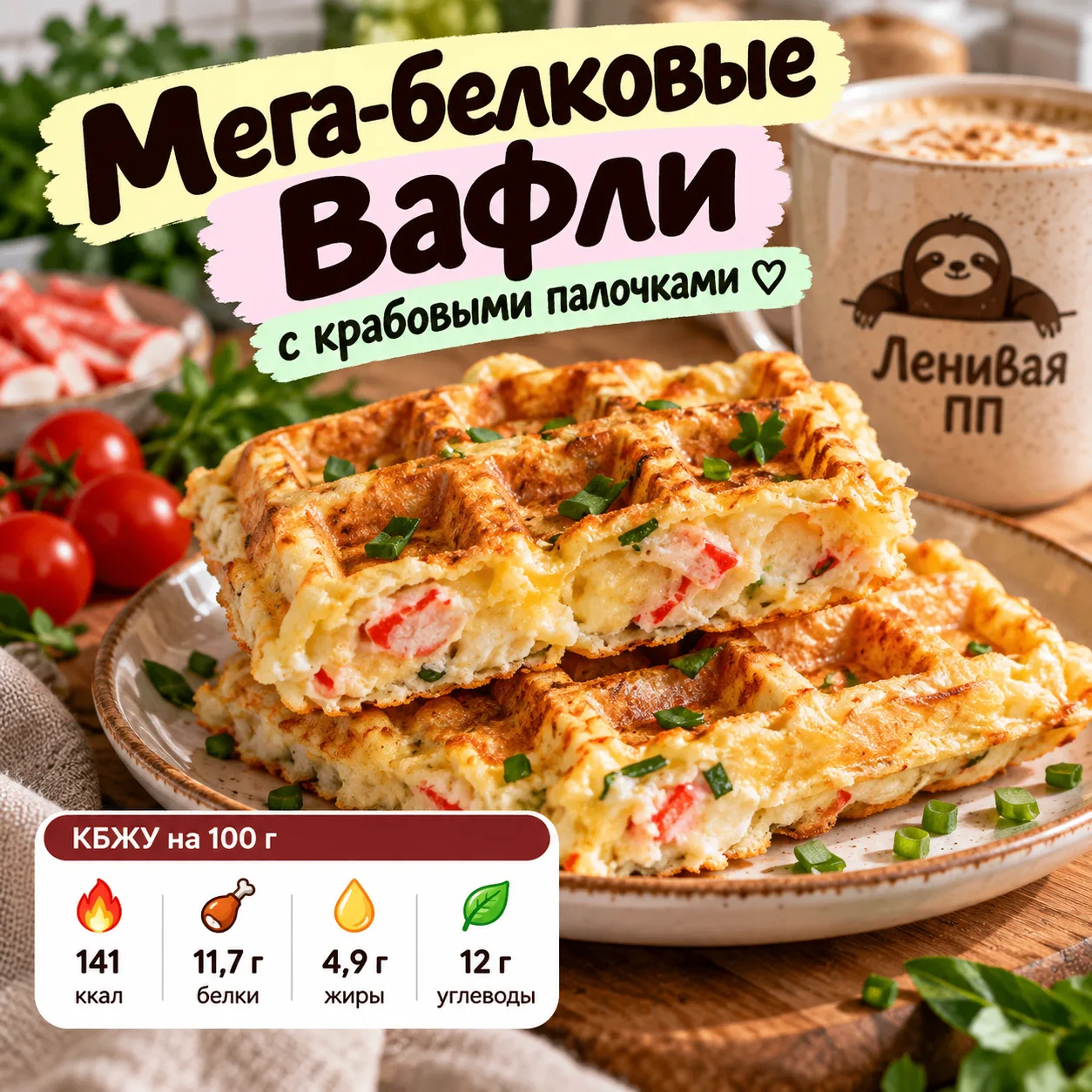 🧇 Мега-белковые вафли с крабовыми палочками