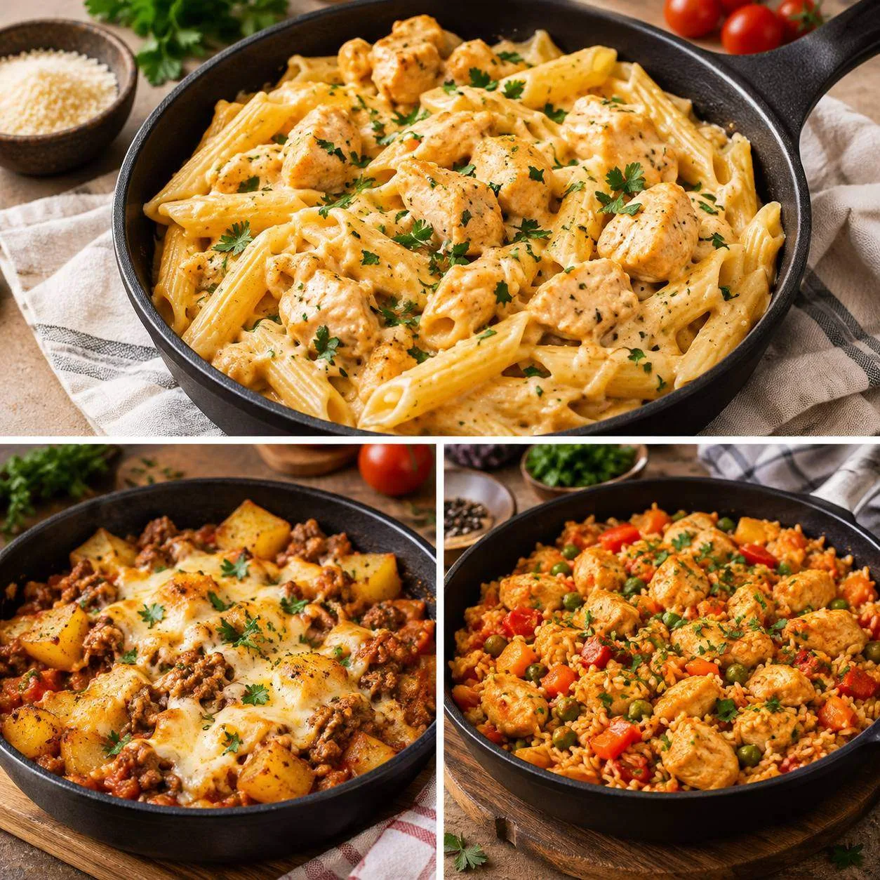 3 идеи вкусного ужина на одной сковороде!