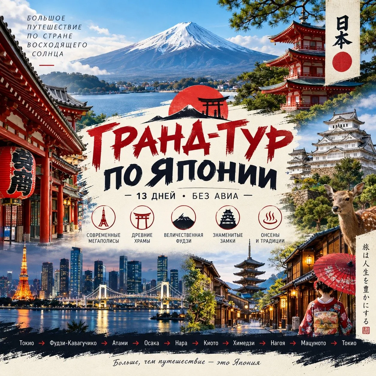 ОТ  3850$/ЧЕЛ ГРАНД-ТУР ПО ЯПОНИИ  • 13 ДНЕЙ • БЕЗ АВИА • (IB81)