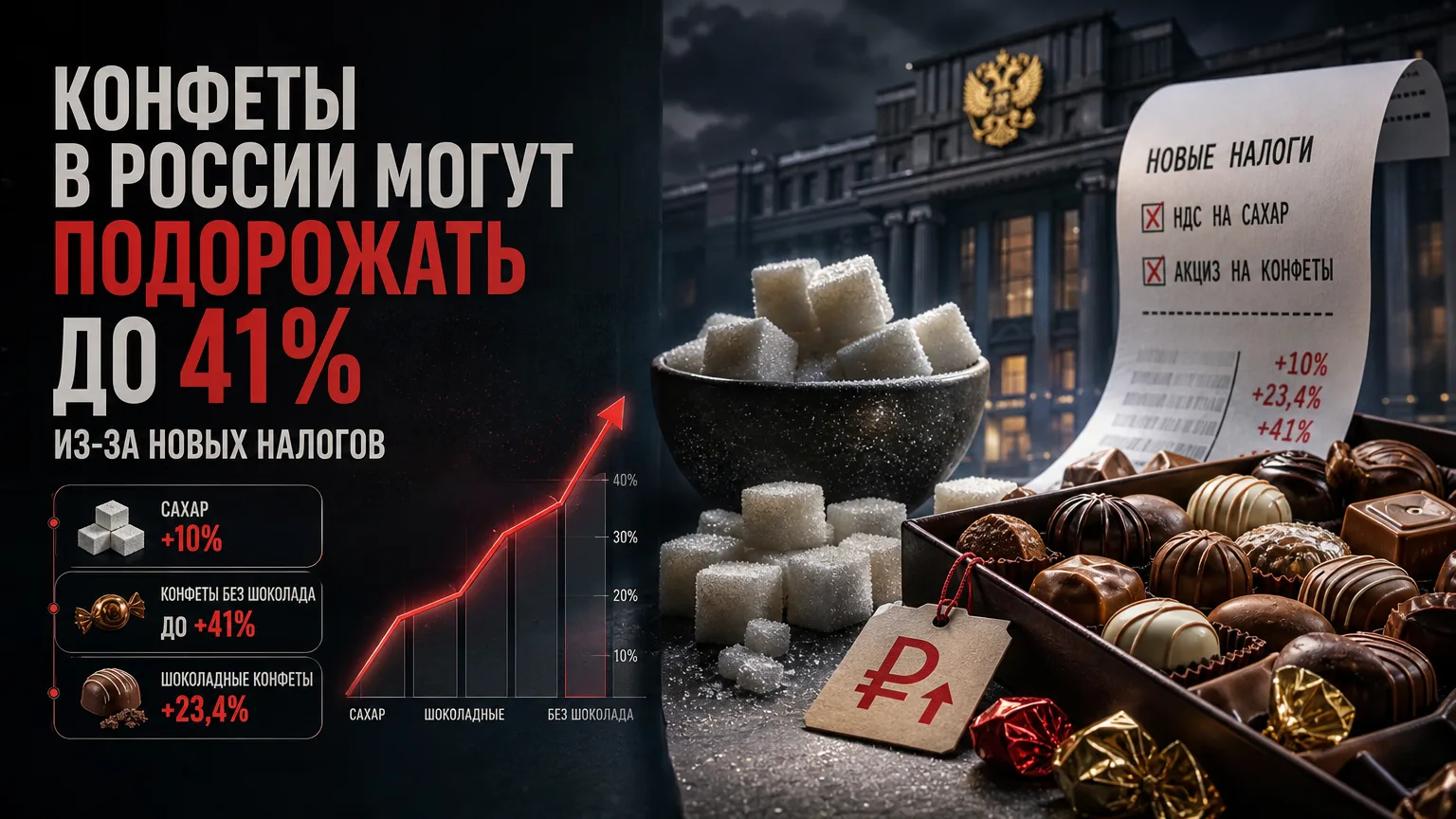 🍬 Конфеты в России могут подорожать до 41% из-за новых налогов