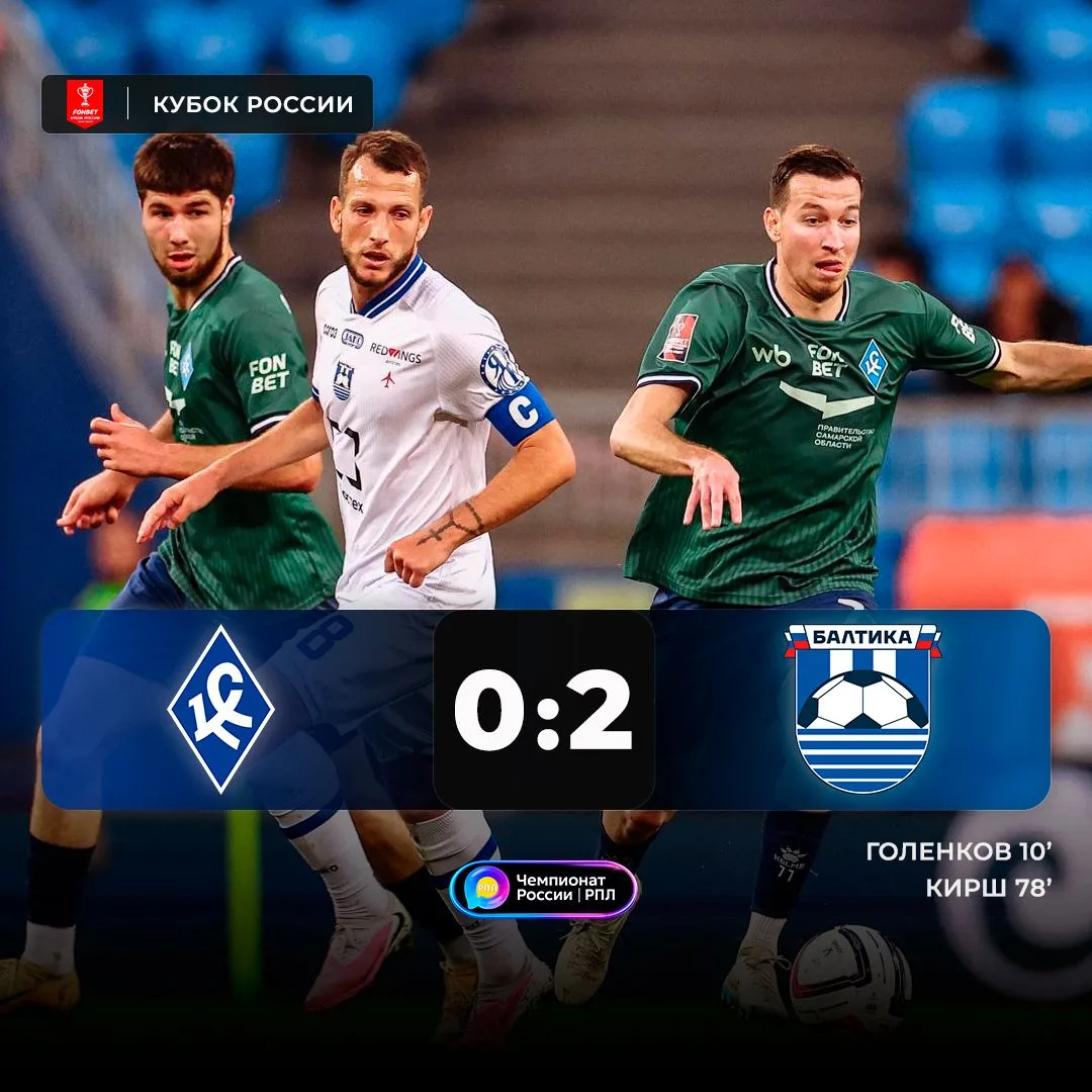 ⚽️ «Балтика» обыграла «Крылья Советов» в матче Кубка России