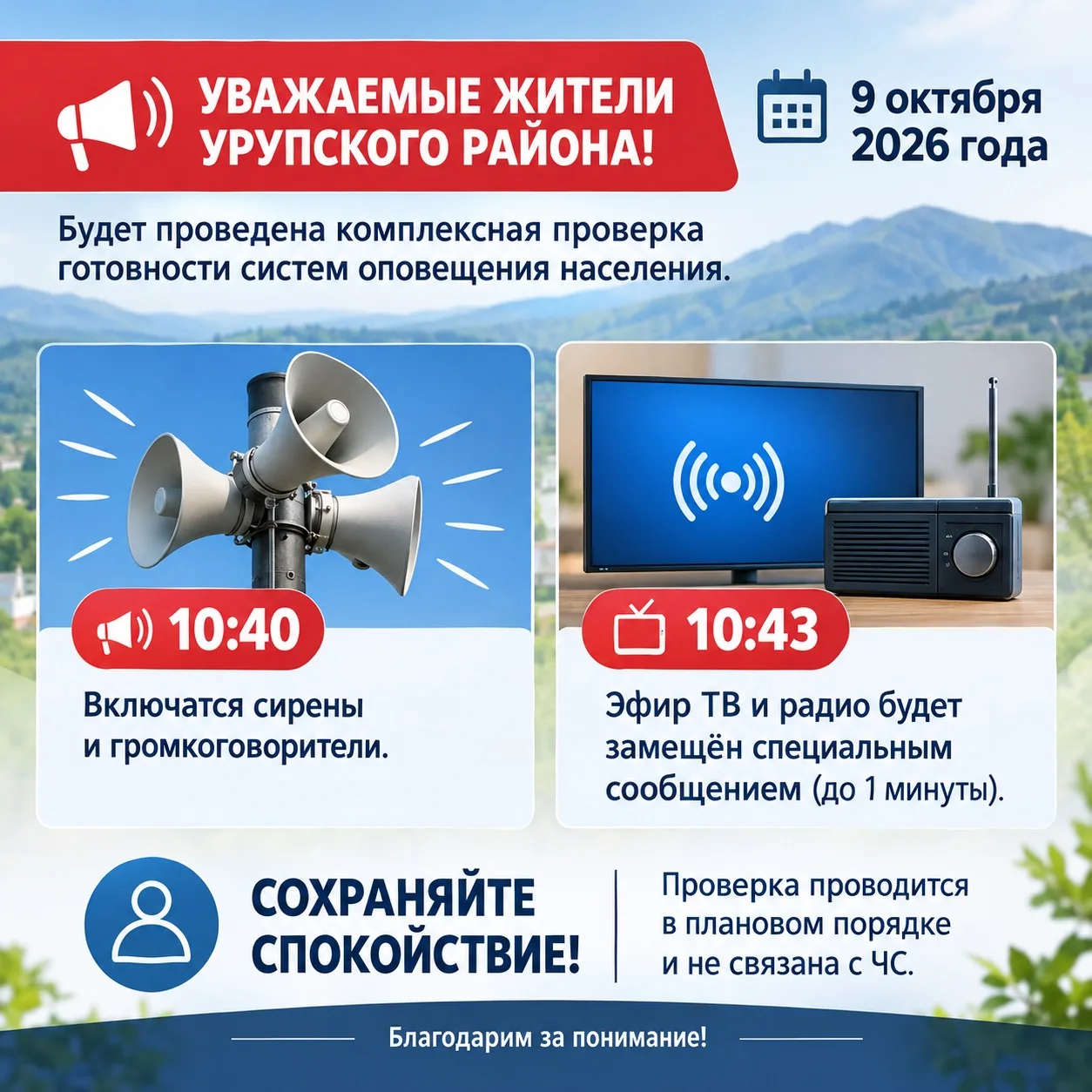 ❗️Уважаемые жители Урупского района!