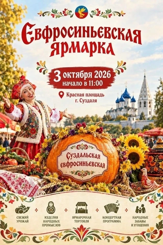 Идея на выходные: юбилейная Евфросиньевская ярмарка в Суздале!