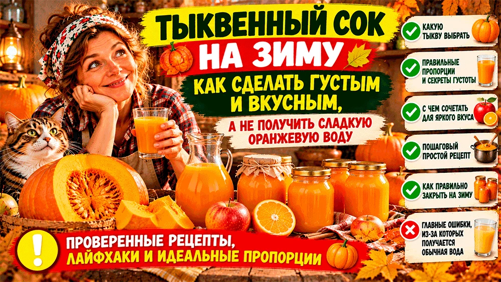 Тыквенный сок на зиму – как сделать густым, ярким и вкусным, а не получить сладкую оран...