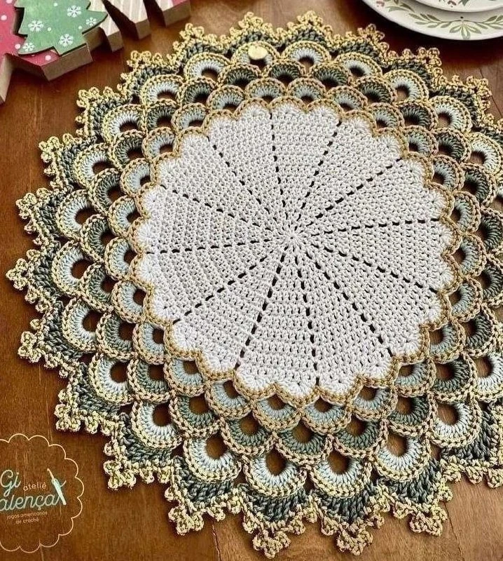 Схема красивой салфетки крючком🧶