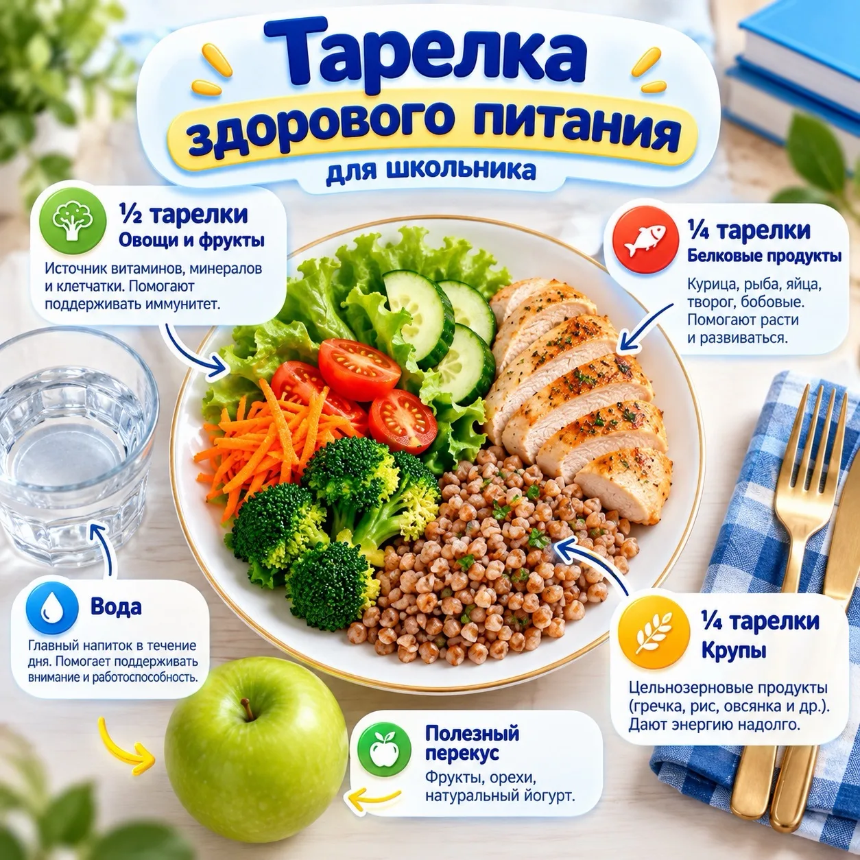 🍎 А вы знали, что правильное питание помогает школьникам лучше учиться и сохранять эне...