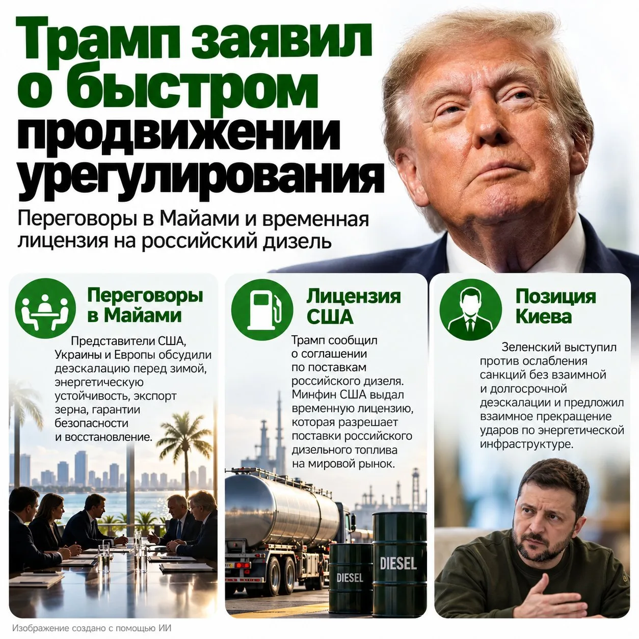 Дональд Трамп заявил, что процесс урегулирования в Украине развивается с «головокружите...