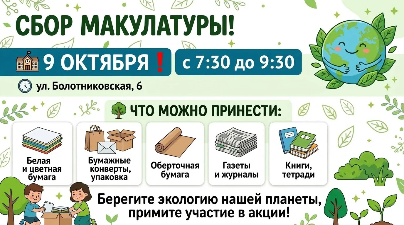 🌍Друзья, в нашей школе объявляется акция по сбору макулатуры❗️