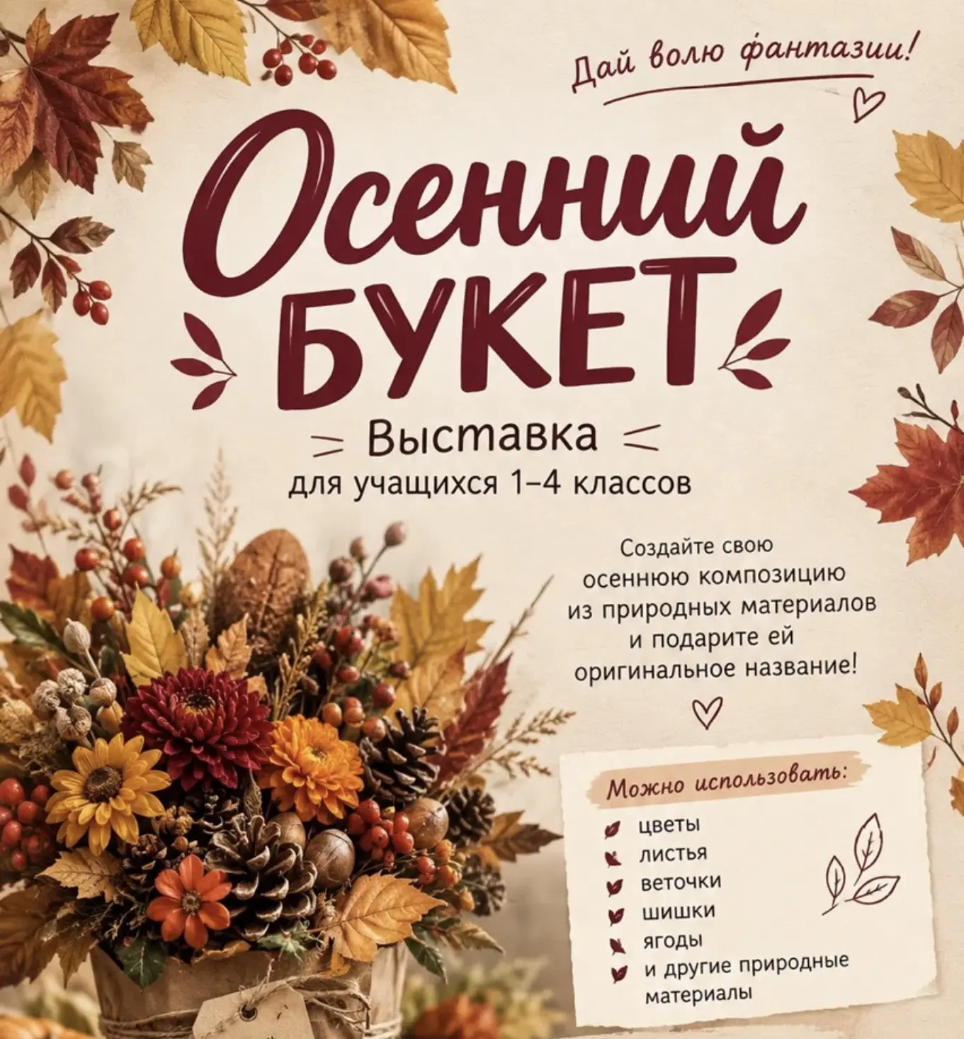 В школе подошла к концу выставка «Осенний букет» 💐