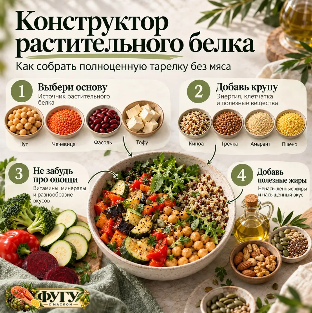 Конструктор растительного белка: как собрать полноценную тарелку без мяса