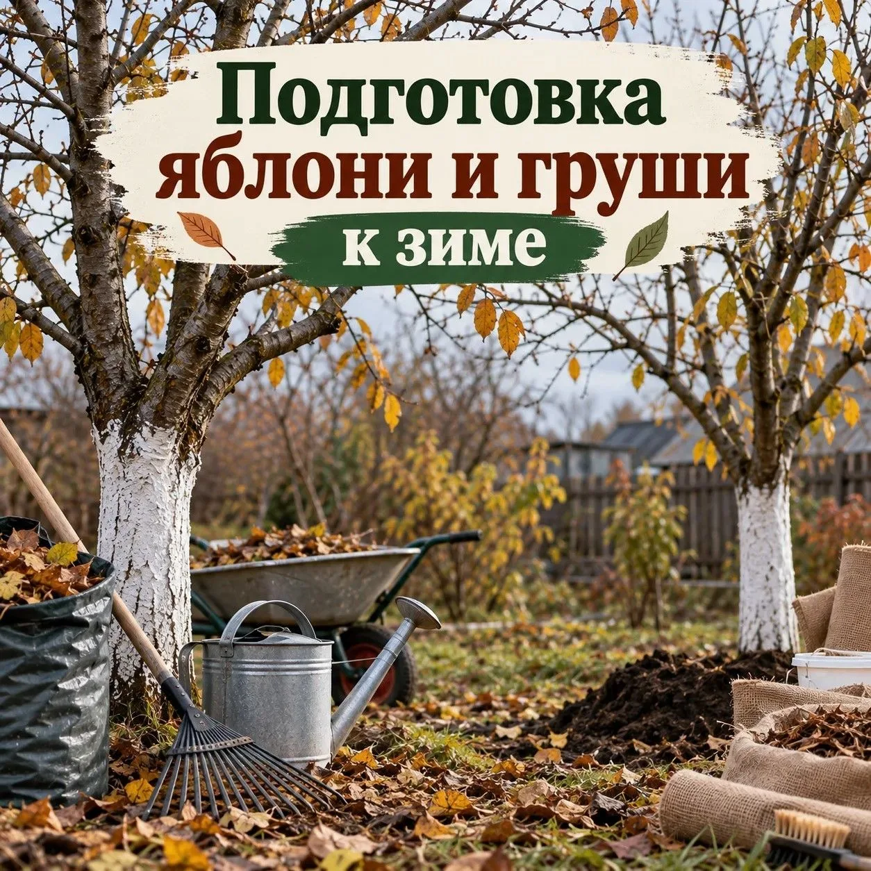 Подготовка яблони и груши к зиме.