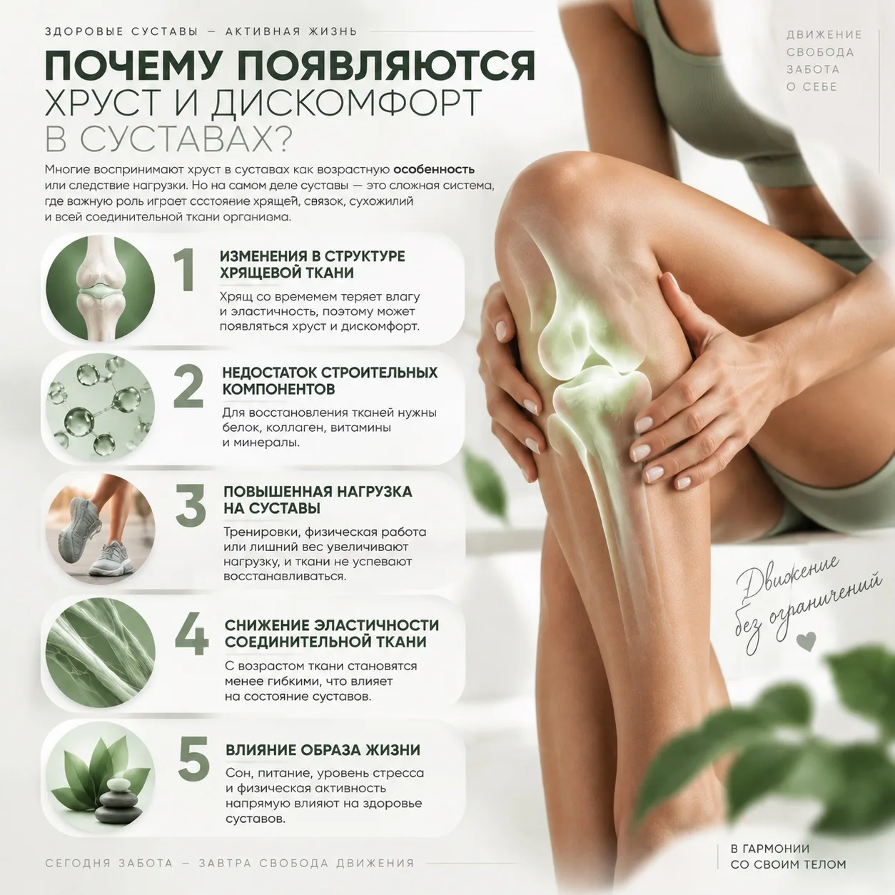 ПОЧЕМУ ПОЯВЛЯЮТСЯ ХРУСТ И ДИСКОМФОРТ В СУСТАВАХ