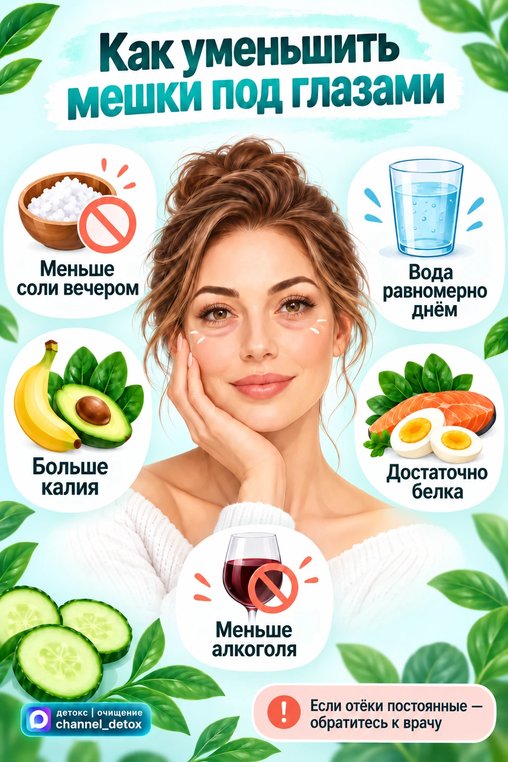 👁 Как уменьшить мешки под глазами через питание
