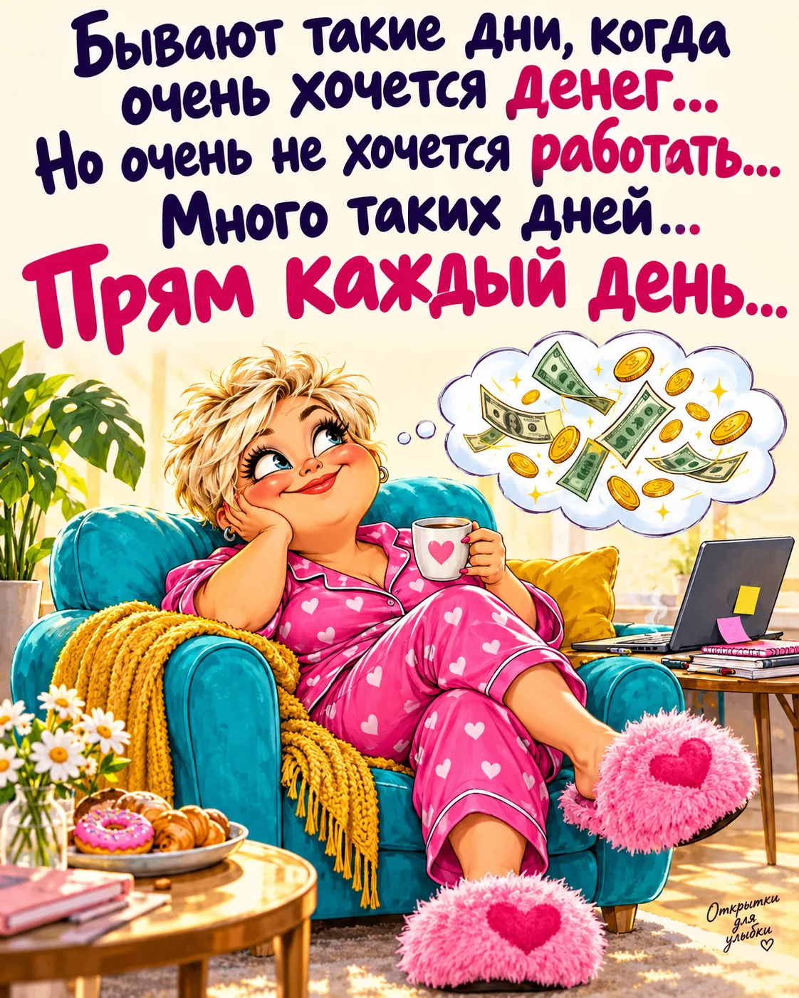 💸 Деньги, приходите сами: я дома, в тапочках, очень вас жду!